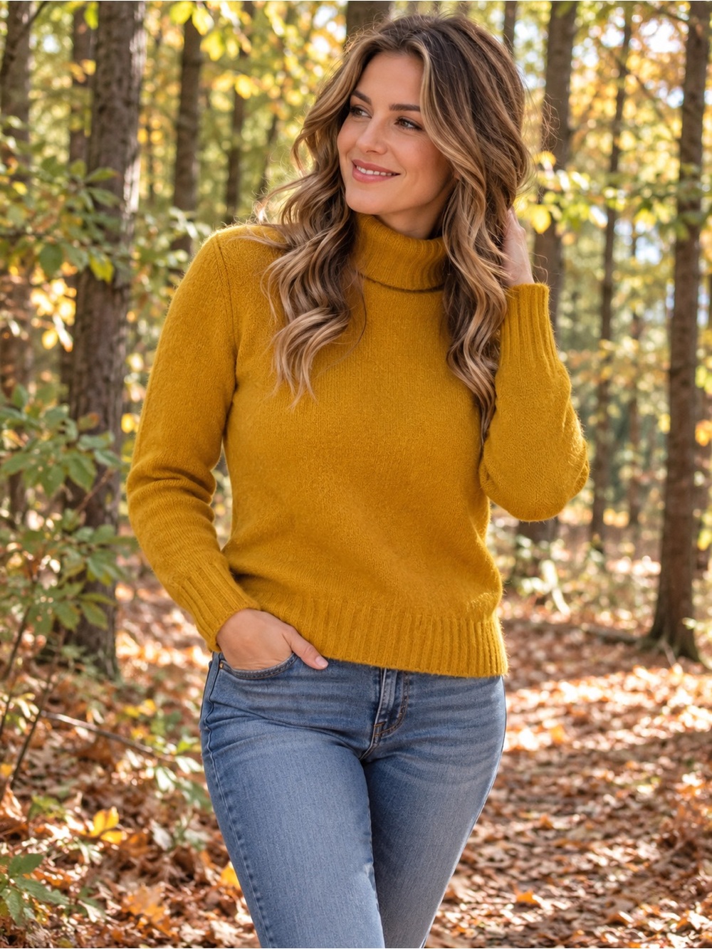 Mustard Turtleneck Sweater - Women